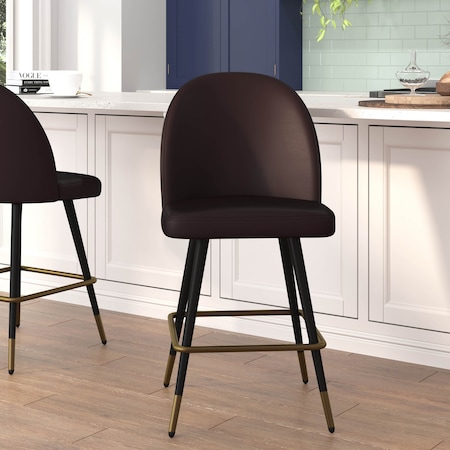 Flash Furniture 2PK 26" Brown LeatherSoft Armless Counter Stool AY-1026H-26-BR-GG